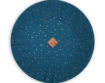 Pillow – muslin cushion, moon cushion, decorative pillow - Round Teal Blue