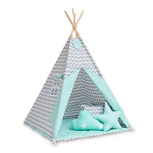 Teepee set with floor mat and pillows Fresh Mint image 2