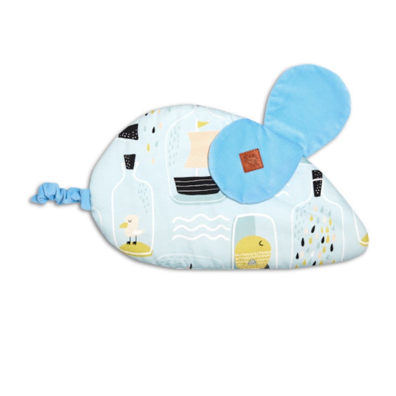 Fish in Jar Pillow Mouse cuddly toy felt pillow velvet cotton pillow blue nursery pillow baby shower for baby boy comforter