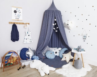 Bed Canopy - Play Canopy, Nursery Canopy, Hanging Tent, Play Tent, Kids Canopy, Baldachin, Betthimmel for kids - Grey