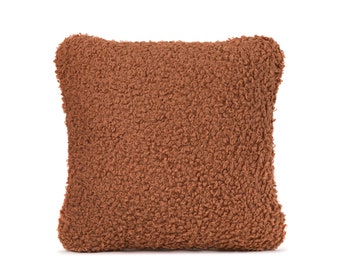 Oreiller – coussin boucle, peluche carrée, oreiller décoratif - Gingembre