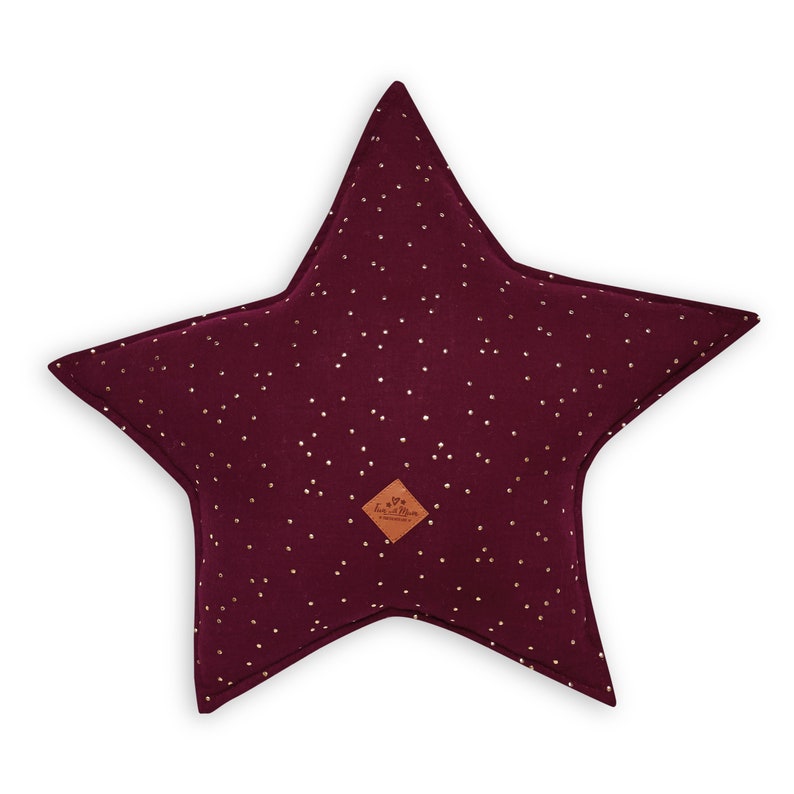 Pillow muslin cushion, star cusion, decorative pillow Star Burgundy image 1