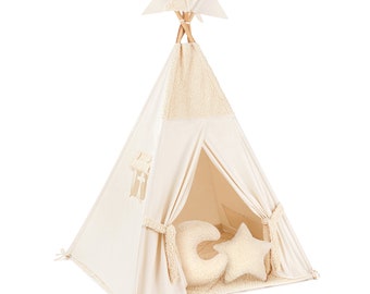 Tienda Tipi + Alfombra + Almohadas - Boucle Ecru