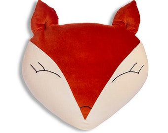 Fox Pillow – handmade cushion, cozy fox, soft fox, foxy, fox cushion, plushie, soft cushion, plush fox, fox toy