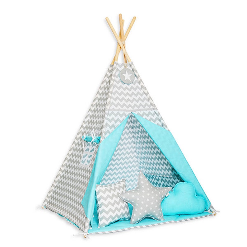 Teepee Set With Floor Mat and Pillows Magic Turquoise Etsy