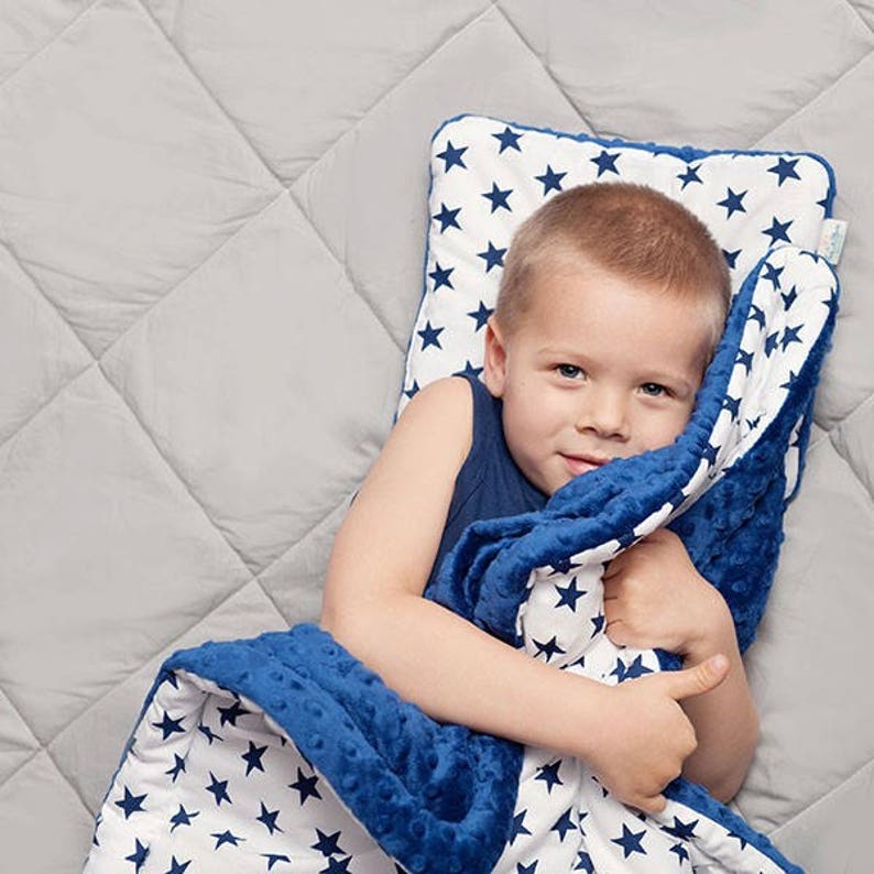 Toddler Blanket Set M pillow and duvet navy stars white Etsy