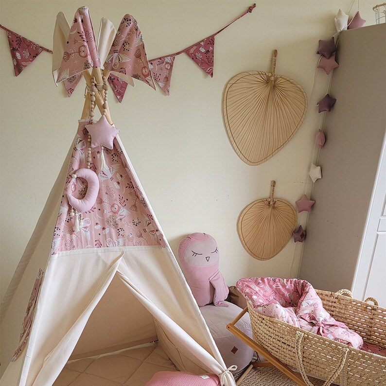 Teepee Tent Floor Mat Pillows Owl zdjęcie 5