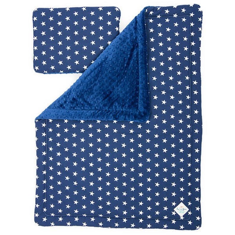 Toddler Blanket Set M pillow and duvet navy stars white Etsy