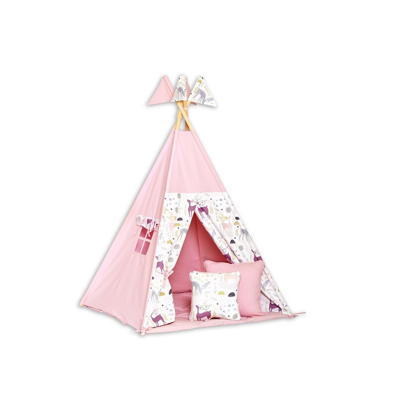 Teepee Tent Floor Mat Pillows Deer Etsy