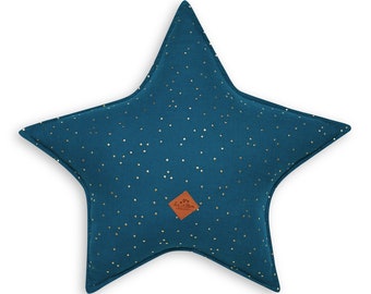 Pillow – muslin cushion, star cusion, decorative pillow - Star Teal Blue