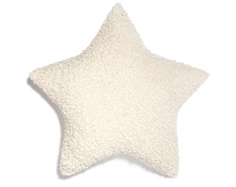 Pillow – boucle cushion, star teddy, decorative pillow - Ecru