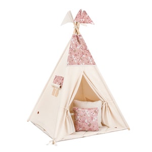 Teepee Tent Floor Mat Pillows Owl zdjęcie 1