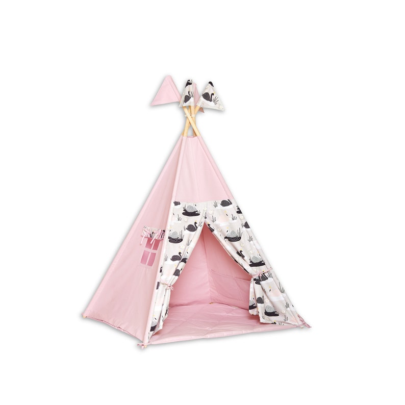 pink teepee with floor mat