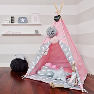 Teepee set with floor mat and pillows Cloudy Rose image 1
