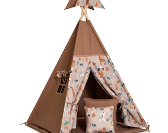 Teepee Tent + Floor Mat + Pillows - Safari