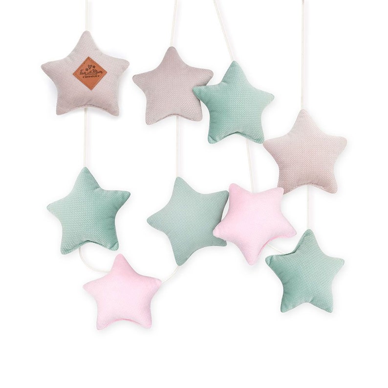 Garland velvet stars, bunting, bunting stars, nursery decoration, wall decoration Velvet Pastel Stars image 1