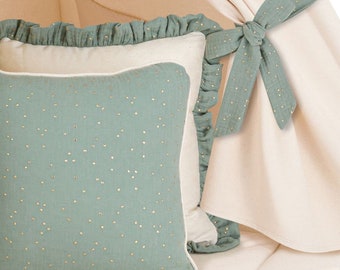 Pillow – muslin square cushion, decorative pillow - Sage
