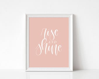 Rise and Shine Handwritten Art Print // Home Office Decor, Workspace Wall Art, Dorm Room Artwork, Handwritten Decor, Motivational Art Print