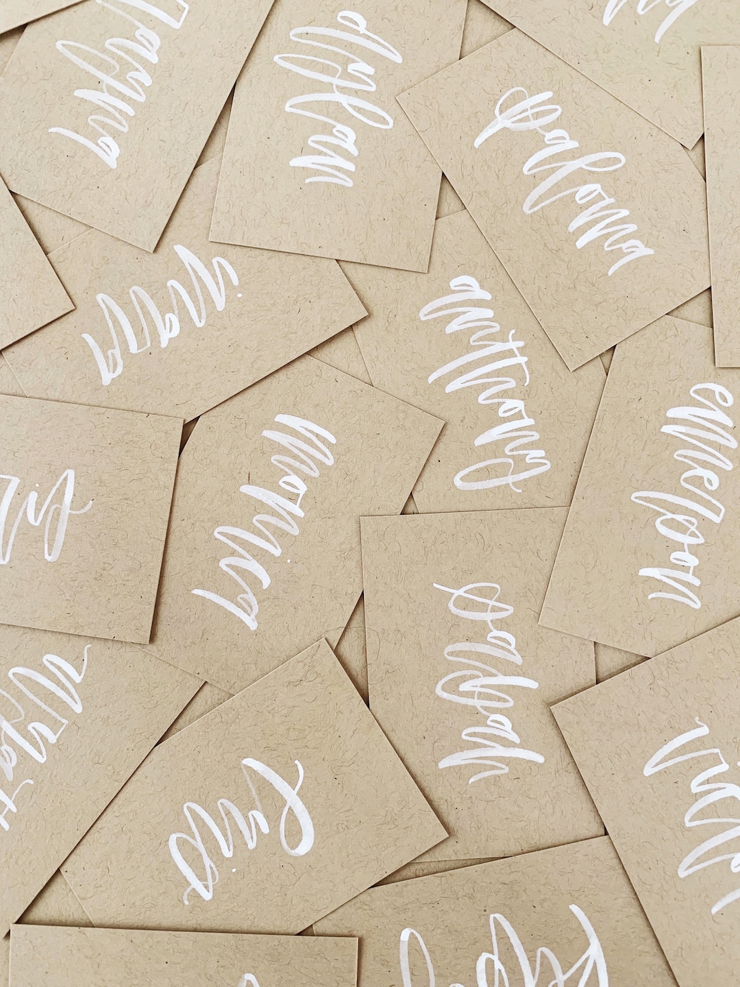 Handwritten Flat Place Cards (kraft Paper Cardstock With White Ink ...