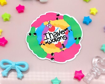 I Have Worms Sticker - Worm on a String Funny Sticker