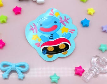 Roller Skating Axolotl Monster Sticker