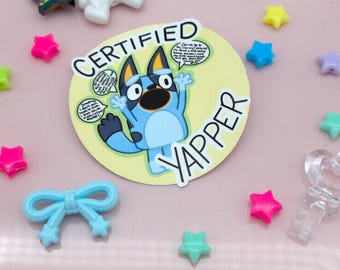 Certified Yapper Blue Puppy Sticker