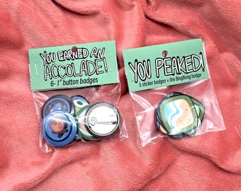 PEAK badge sets - Stickers or Buttons