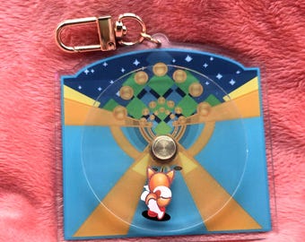 Gotta Go Fast Double Tailed Fox Spinning Acrylic Keychain