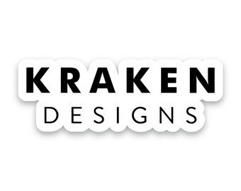 Kraken Design Black and White Logo Sticker