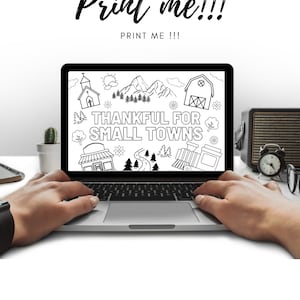 SMALL TOWN PRINTABLE, Coloring page, Small town coloring page, Kids activity, Digital download