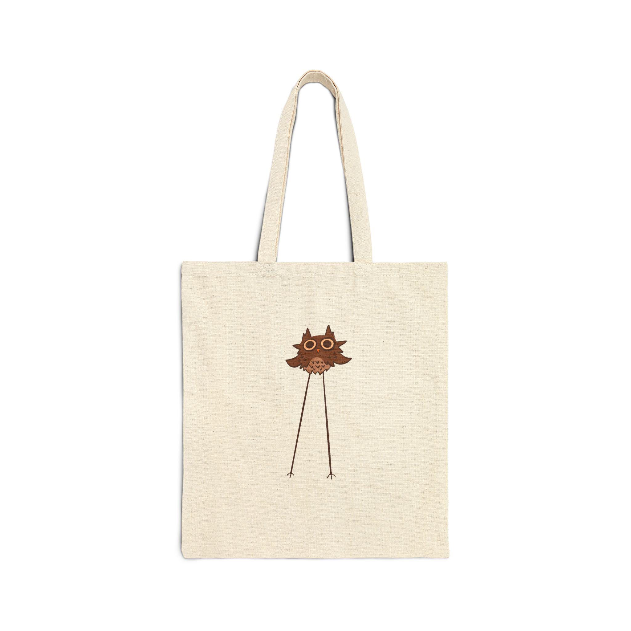 Whimsical Owl Cotton Canvas Tote Bag, Eco-Friendly Shopping Bag, Cute Owl Gift, Reusable Grocery Tot