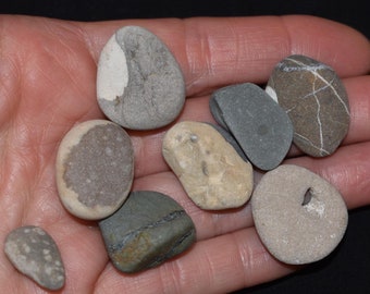 small unusual rocks, grey white & green, jewelry or crafting stones, pebble art