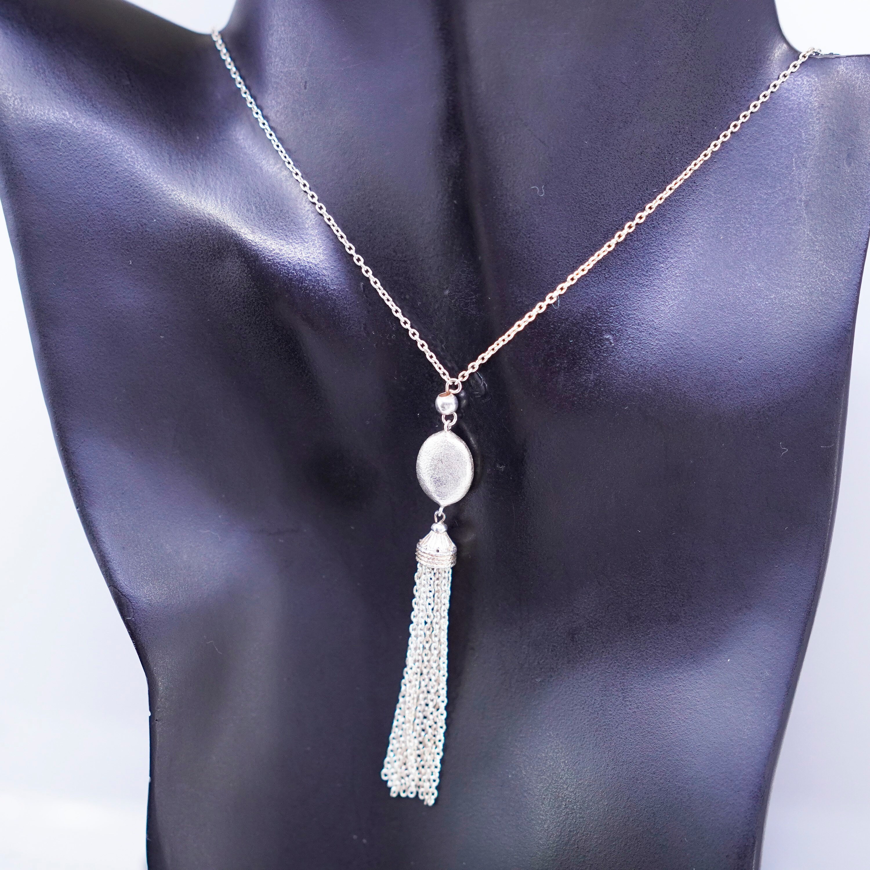 18, Vintage Sterling 925 Silver Handmade Circle Chain Necklace With Fringe Pendant, Stamped 925 Turkey - Etsy 18, Vintage Sterling 925 Silver Handmade Circle Chain Necklace With Fringe Pendant, Stamped 925 Turkey - Etsy
