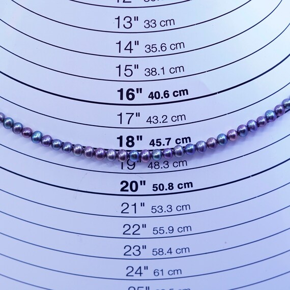 18”, vintage freshwater 5mm black pearl necklace … - image 7