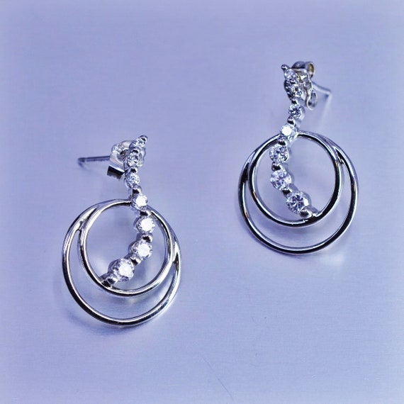 Vintage Sterling 925 silver circle earrings with … - image 1