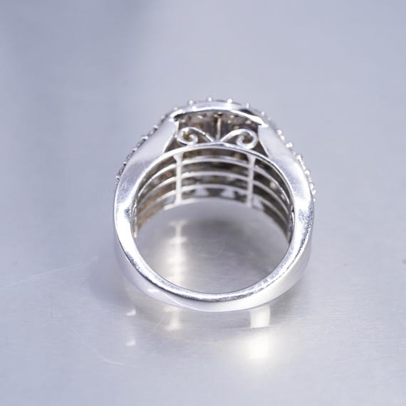 Size 9.25, vintage SJD Sterling 925 silver statement ring with cluster citrine, stamped 925 SJD View 6