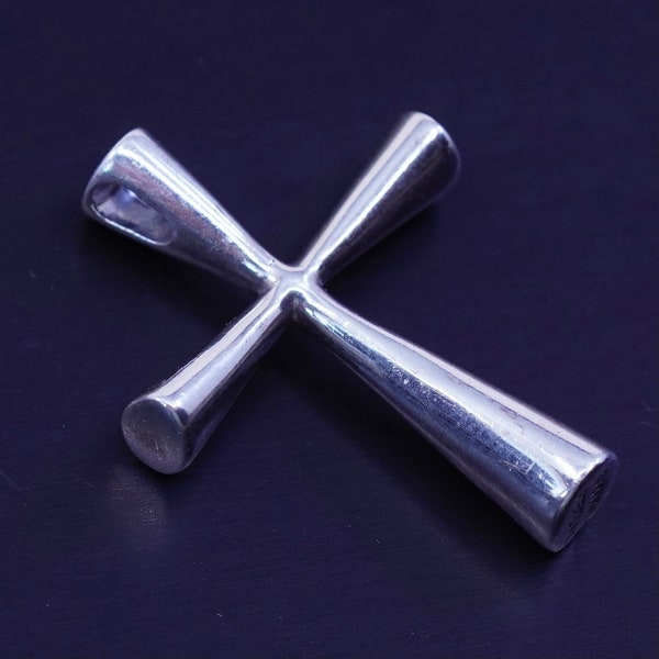 Vintage Kabana sterling 925 silver handmade cross pendant, stamped kabana sterling