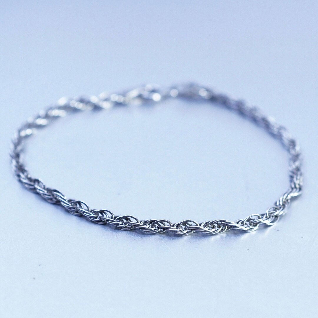 アクセサリー Vintage rope Chain Bracelet silver 925 6.75”, Vintage Sterling 925 Silver Bracelet, Singapore Rope Chain