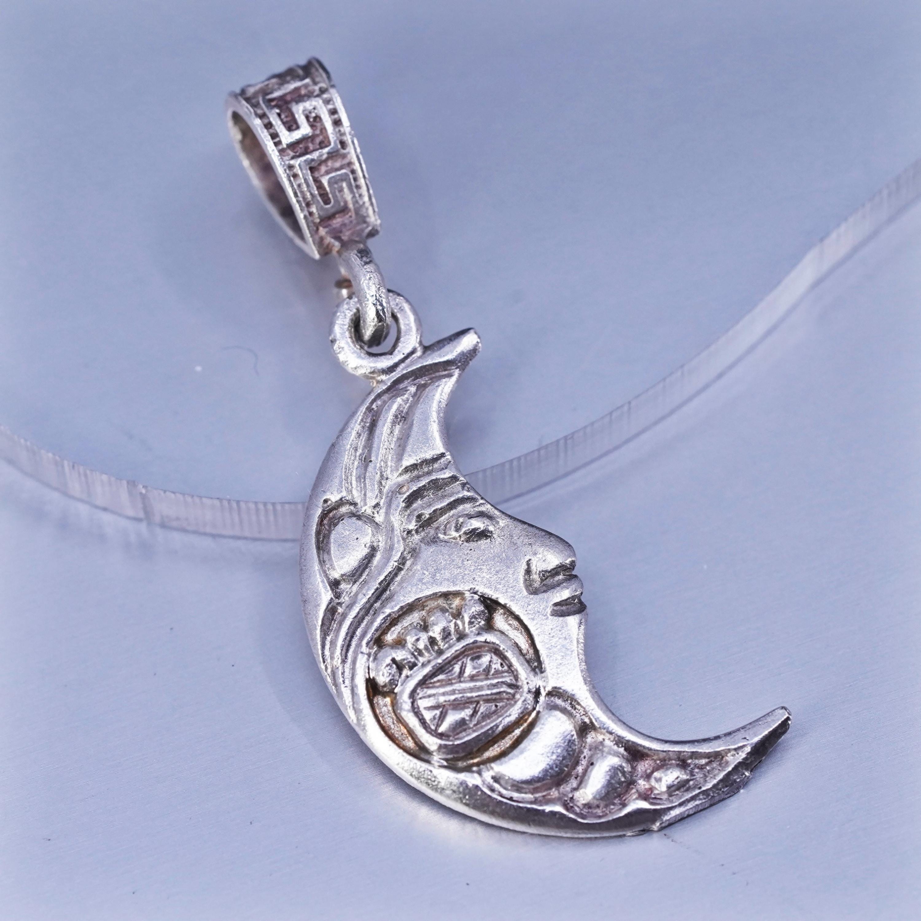 EL MOON by mananails ♡ Jewelry silver Sterling Silver 950 Oro Maya Plata Mexicana LEY Aztec Cartouche