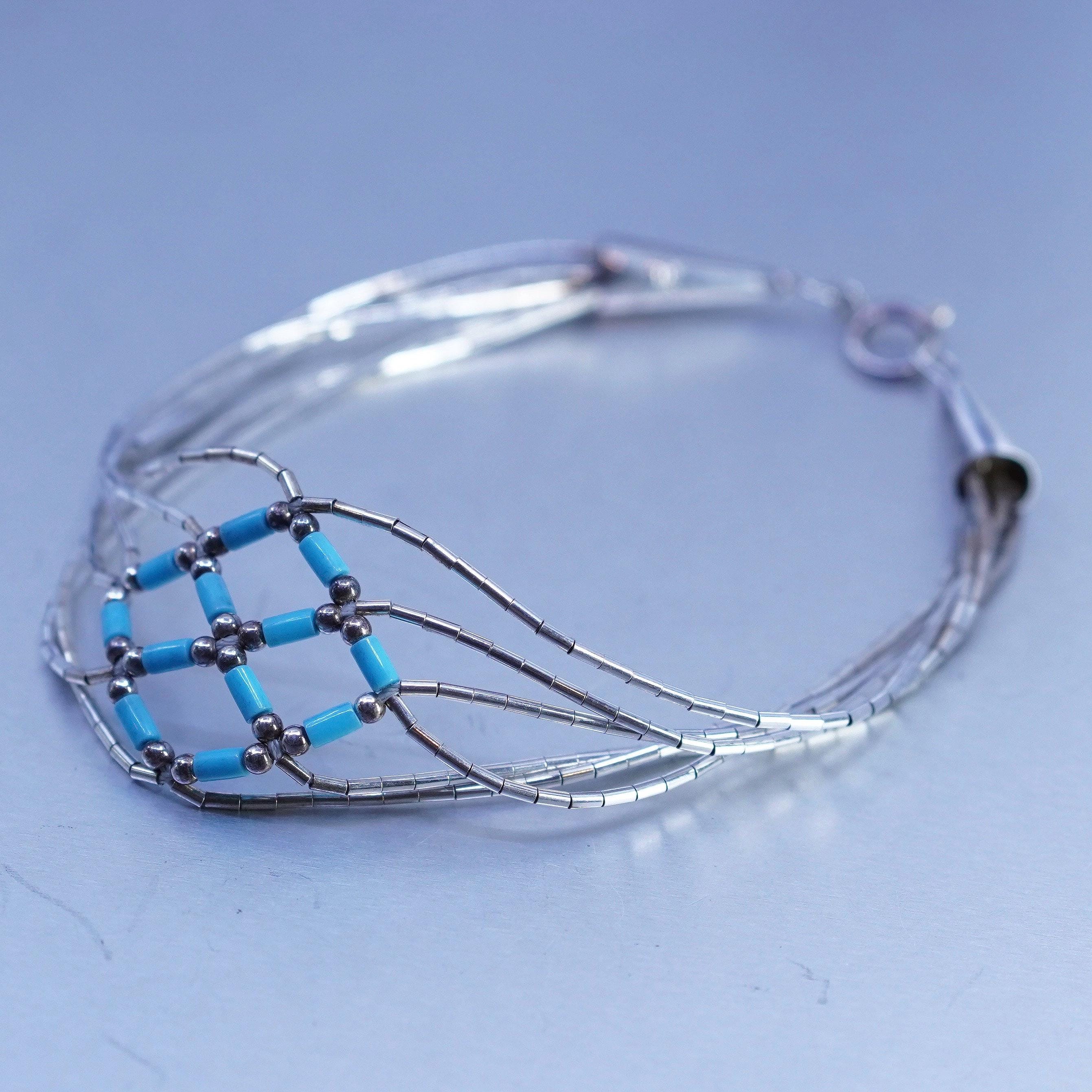 7.25”, Sterling 925 Silver Handmade Bracelet, Woven Liquid Chain