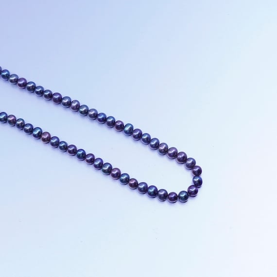 18”, vintage freshwater 5mm black pearl necklace … - image 3