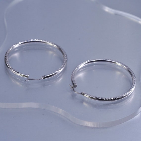2”, vintage Sterling silver handmade earrings, te… - image 5