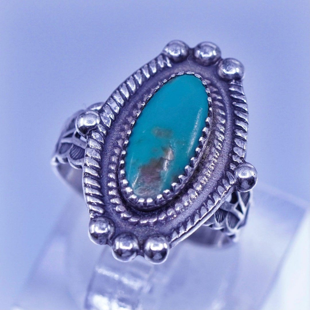 Size 5, Native American Navajo Sterling 925 Silver Handmade Ring With ...