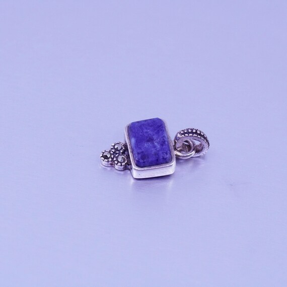 antique sterling 925 silver rectangular pendant w… - image 3