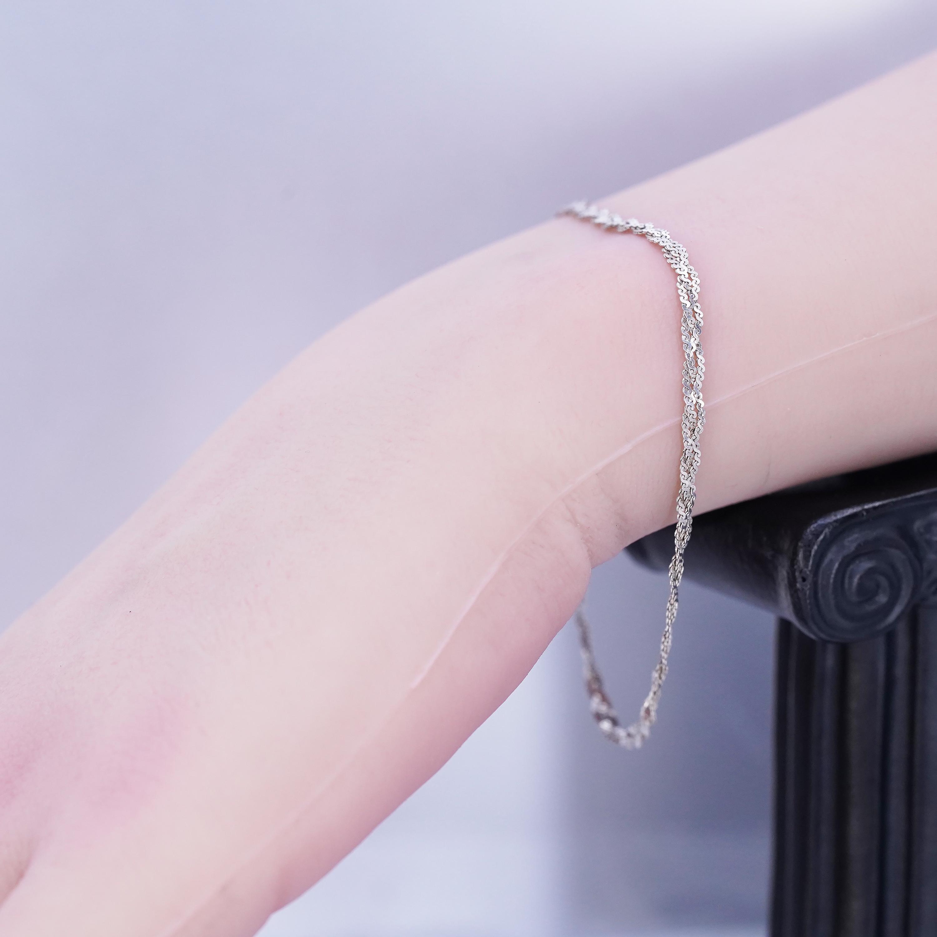 7.25”, 3mm, Vintage Italian Sterling 925 Silver Woven S Link