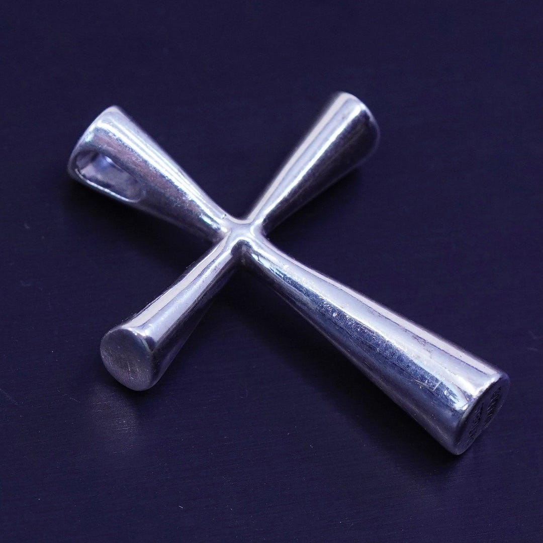 Vintage Kabana Sterling 925 Silver Handmade Cross Pendant - Etsy