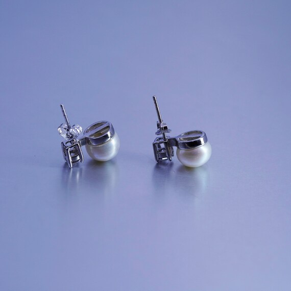 8mm, Vintage Sterling 925 silver handmade earring… - image 4