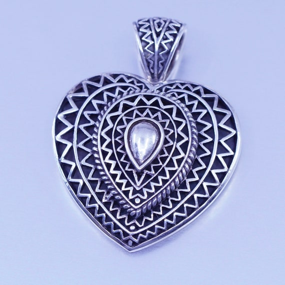 antique sterling 925 silver filigree heart handma… - image 1