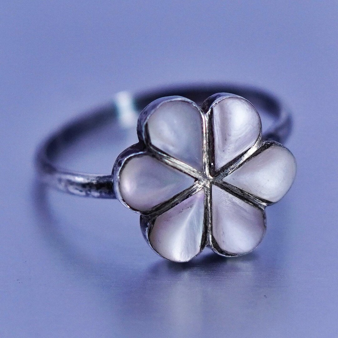 Size 6.25, Native American Navajo Sterling 925 Silver Ring Mother of ...