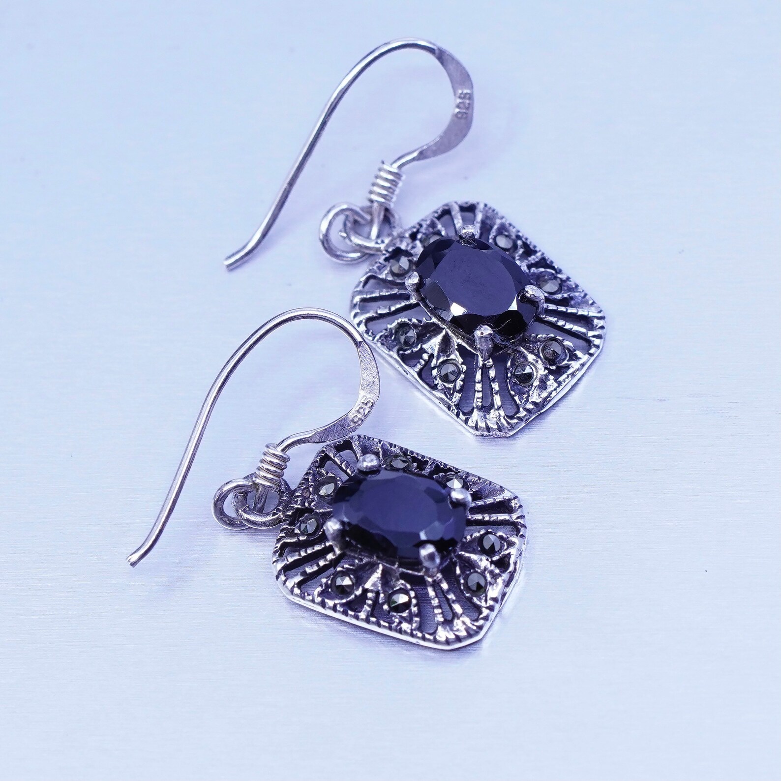 Vintage Sterling 925 Silver Earrings With Obsidian and - Etsy UK
